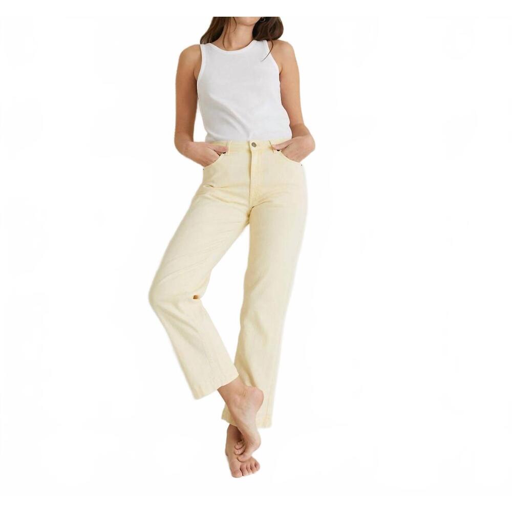 NEW YERSE straight denim trousers in soft yellow